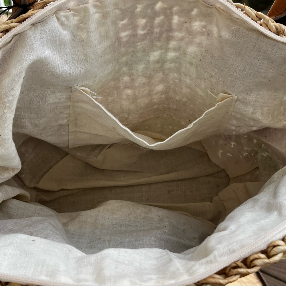 NWT Magid Multicolored Striped Straw Leather Tote Beach Bag Boho Vacation Summer - Picture 4 of 9